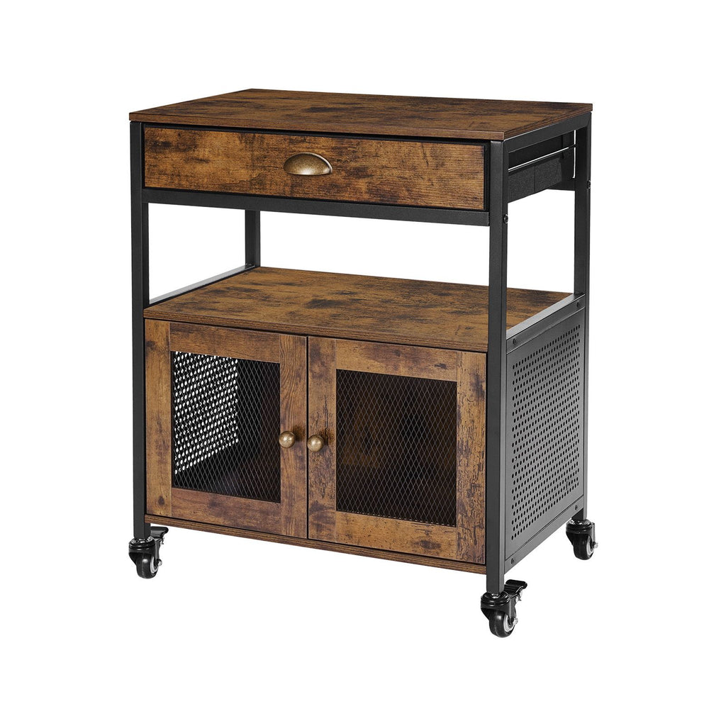 Farmhouse Coffee Bar Cabinet with Versatile Storage and Easy Mobility