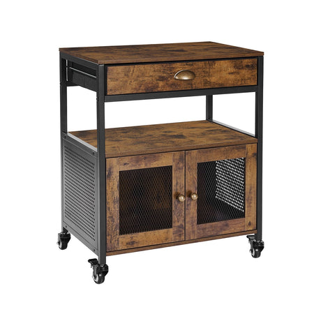 Farmhouse Coffee Bar Cabinet with Versatile Storage and Easy Mobility