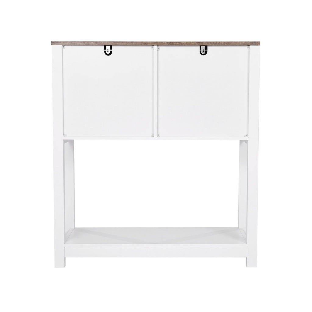 Farmhouse Coffee Bar Cabinet with Multi-Tier Storage and Magnetic Doors