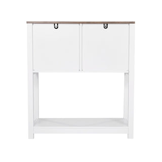 Farmhouse Coffee Bar Cabinet with Multi-Tier Storage and Magnetic Doors