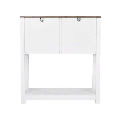 Farmhouse Coffee Bar Cabinet with Multi-Tier Storage and Magnetic Doors