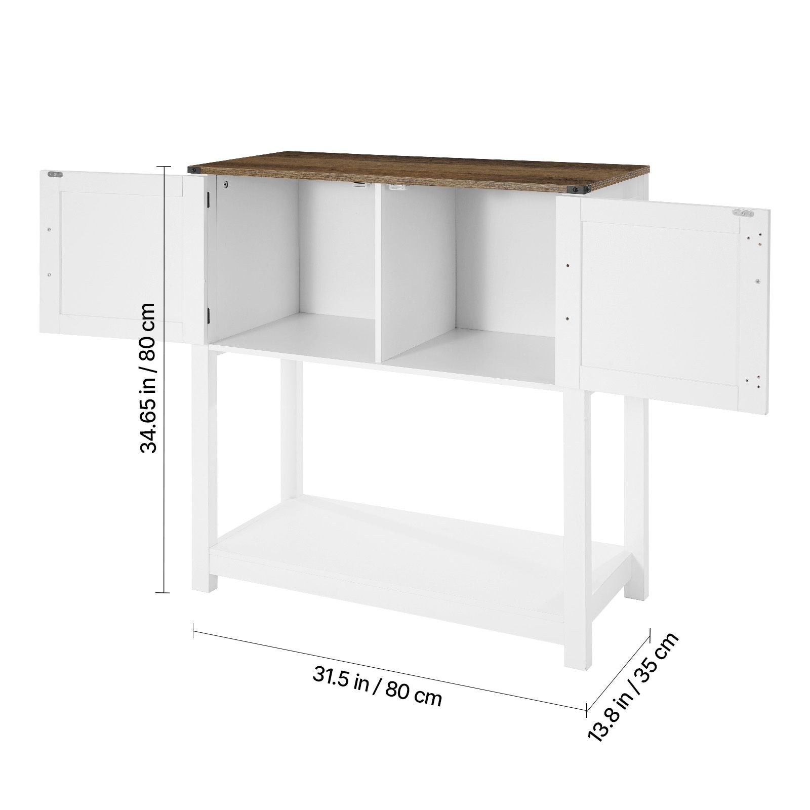 Farmhouse Coffee Bar Cabinet with Multi-Tier Storage and Magnetic Doors