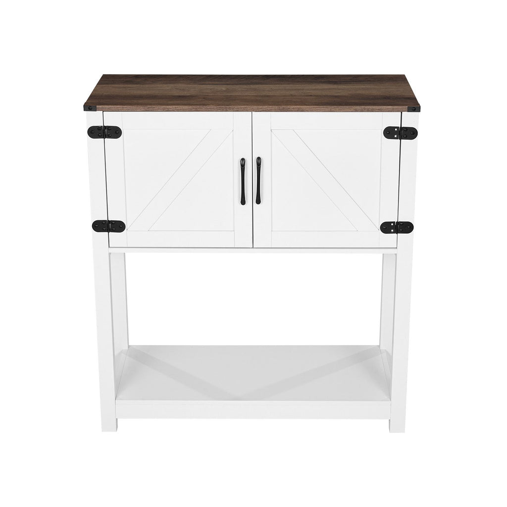 Farmhouse Coffee Bar Cabinet with Multi-Tier Storage and Magnetic Doors
