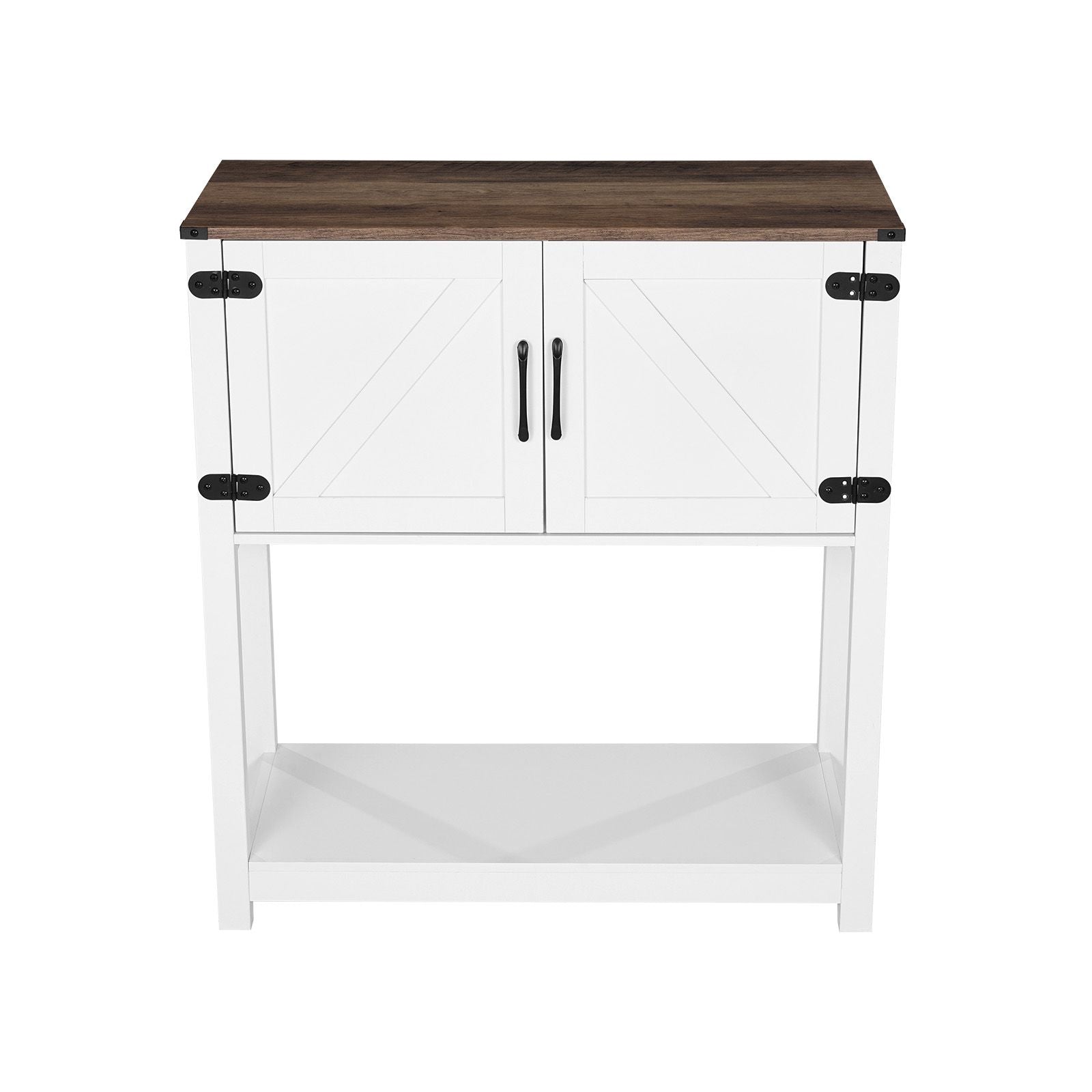 Farmhouse Coffee Bar Cabinet with Multi-Tier Storage and Magnetic Doors