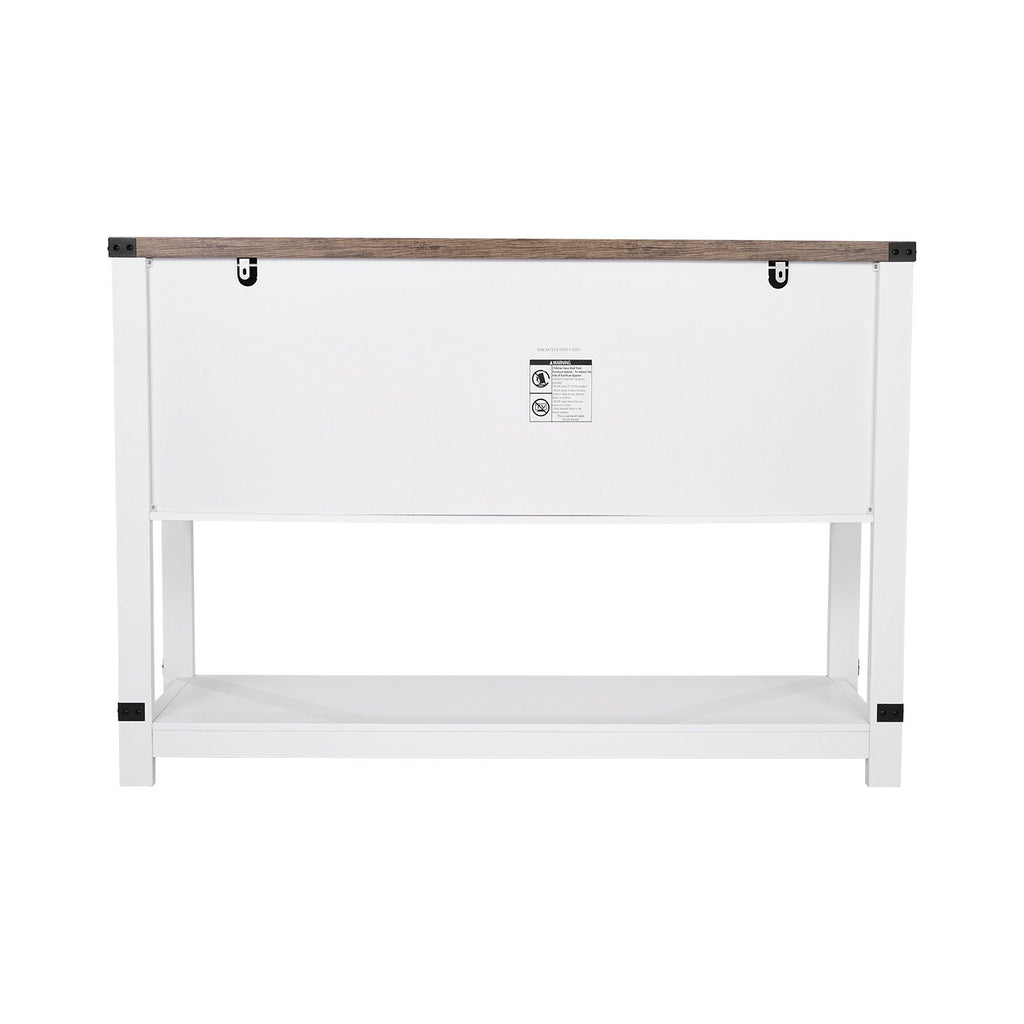 Farmhouse Coffee Bar Cabinet with Barn Doors & Adjustable Shelves