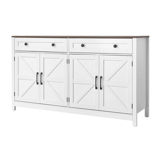 Farmhouse Coffee Bar Cabinet with Barn Doors & Drawers