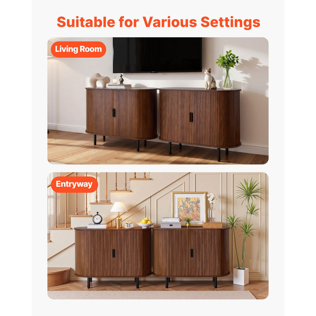 Coffee Bar Cabinet with Sliding Doors – Mid-Century Buffet Station