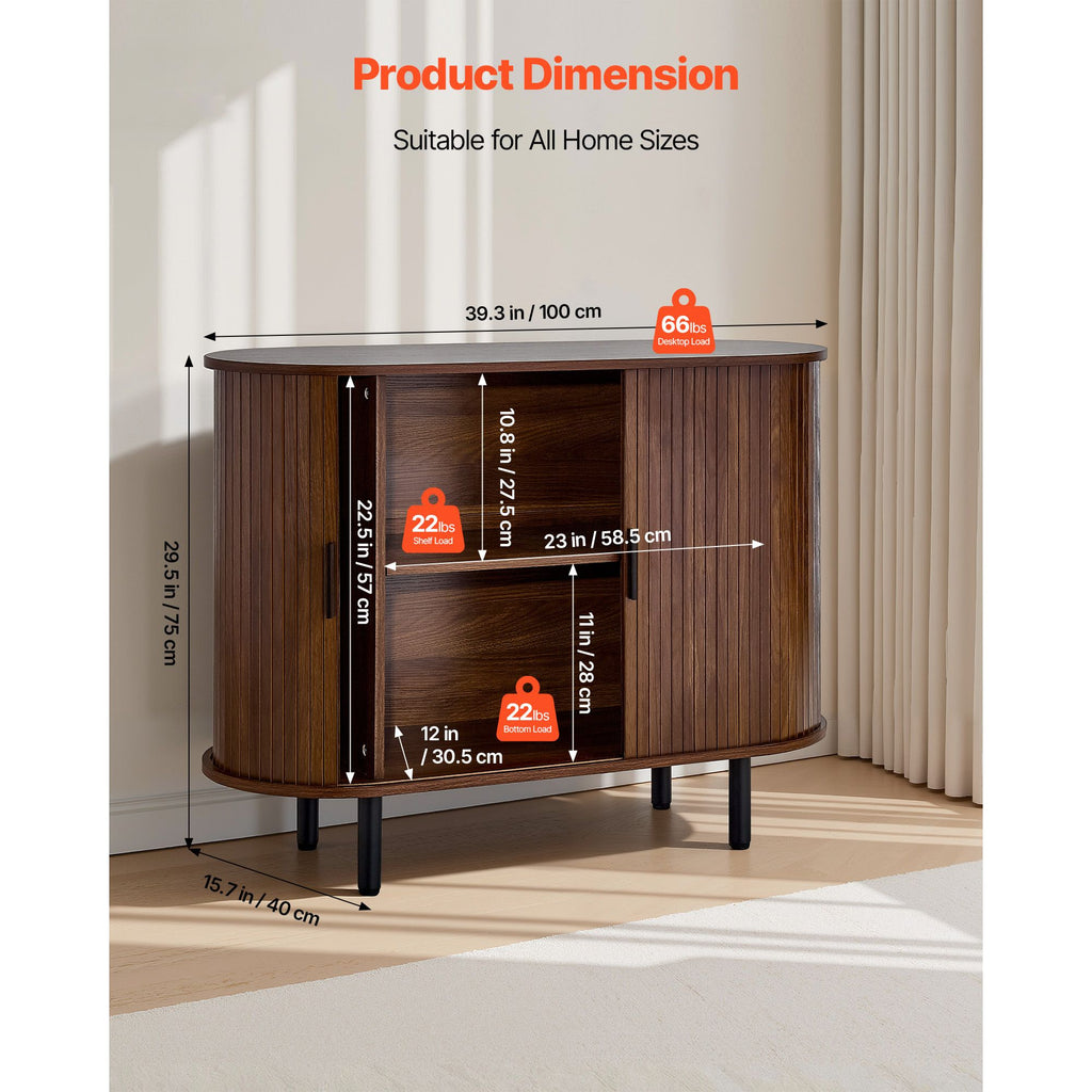 Coffee Bar Cabinet with Sliding Doors – Mid-Century Buffet Station