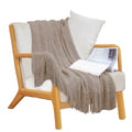 Coffee Diamond Pattern Knitted Throw Blanket with Tassels – Cozy Home Accent