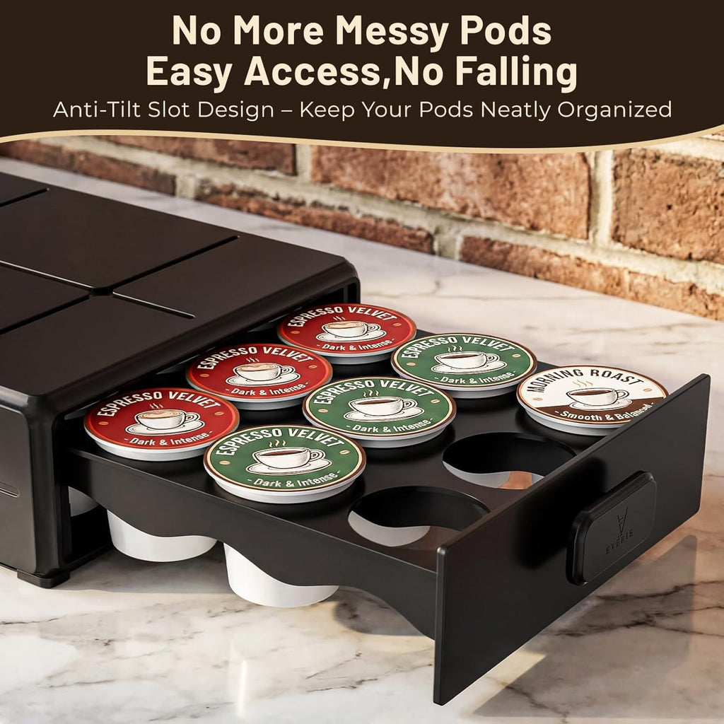 Coffee Pod Organizer Drawer for Keurig K-Cup Pods, Holds 18 Pods - Compact, Easy-Access Design with