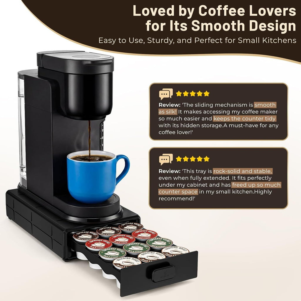 Coffee Pod Organizer Drawer for Keurig K-Cup Pods, Holds 18 Pods - Compact, Easy-Access Design with