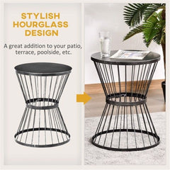 Versatile Black Steel Coffee Table for Patio, Garden, and Indoors
