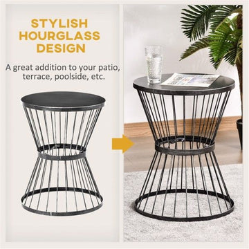 Versatile Black Steel Coffee Table for Patio, Garden, and Indoors