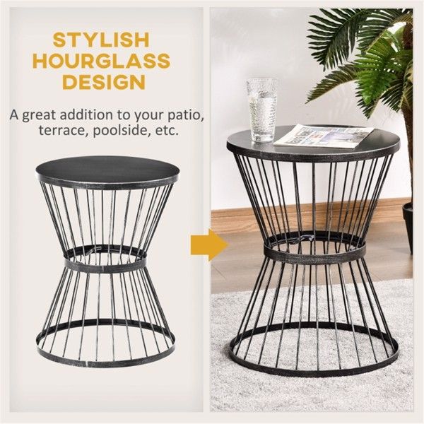 Versatile Black Steel Coffee Table for Patio, Garden, and Indoors