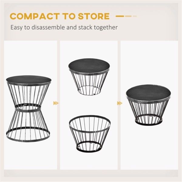 Versatile Black Steel Coffee Table for Patio, Garden, and Indoors