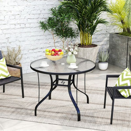 Round Outdoor Dining Table with Umbrella Hole