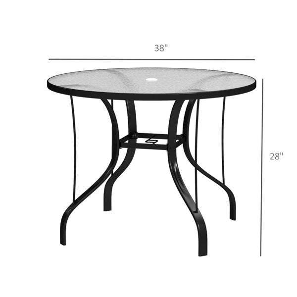 Round Outdoor Dining Table with Umbrella Hole