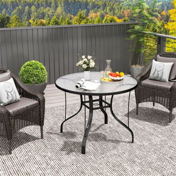Round Outdoor Dining Table with Umbrella Hole