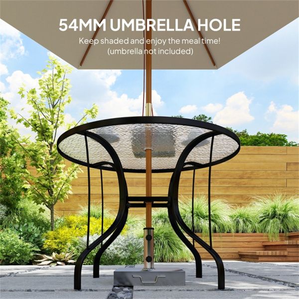 Round Outdoor Dining Table with Umbrella Hole