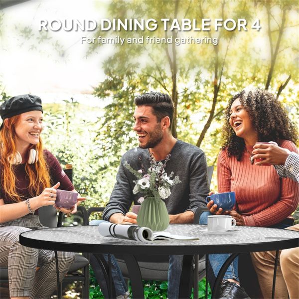 Round Outdoor Dining Table with Umbrella Hole