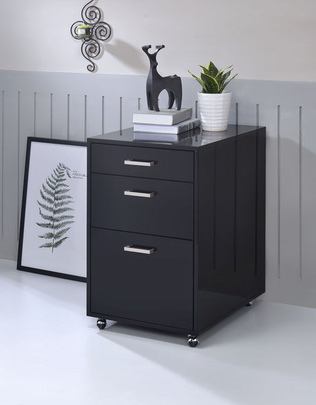 Coleen 3-Drawer File Cabinet with High Gloss Chrome Finish