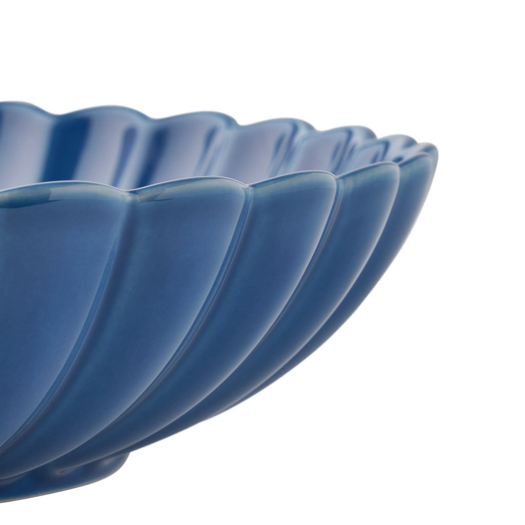 Colette Blue Serving Bowl with Vintage Scalloped Detail