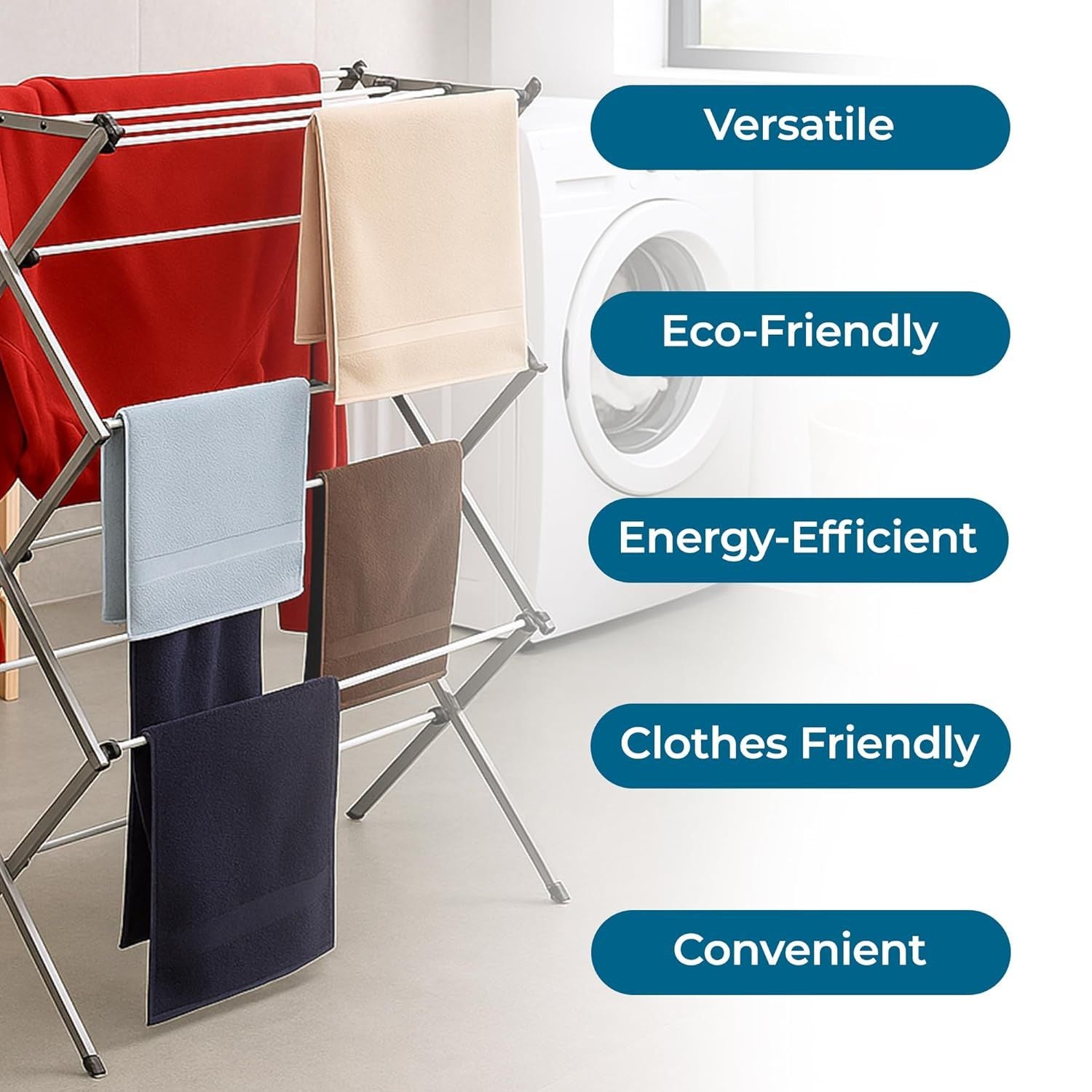 Collapsible Clothes Drying Rack – everyday, Space-Saving Laundry Towel Rack, Sturdy Clothing Rack for