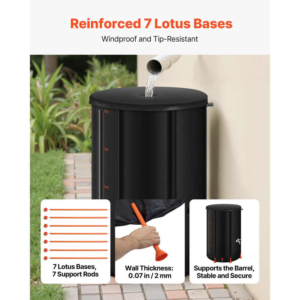 Collapsible Rain Barrel with Gauge and Mesh Top