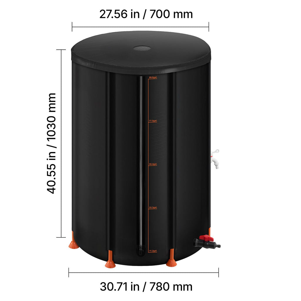 Collapsible Rain Barrel with Gauge and Mesh Top