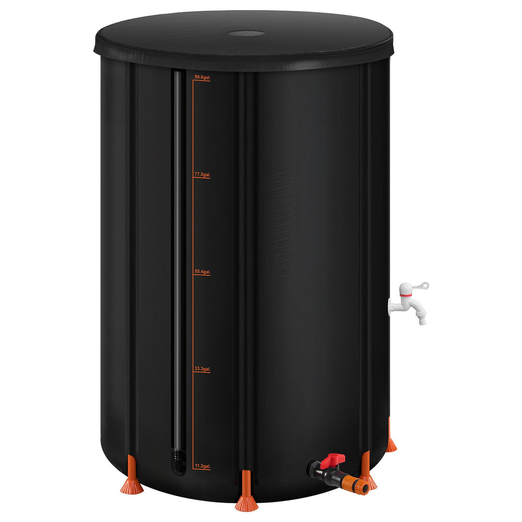 Collapsible Rain Barrel with Gauge and Mesh Top