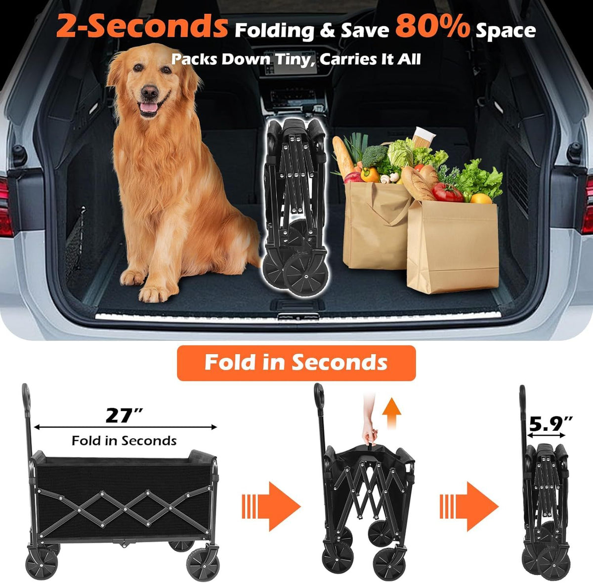 Collapsible Utility Wagon for Home and Outdoor Trips