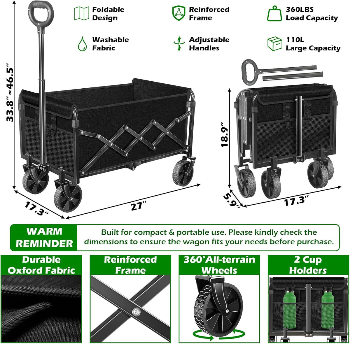 Collapsible Utility Wagon for Home and Outdoor Trips