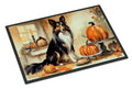 Collie Fall Kitchen Pumpkins Indoor Outdoor Doormat