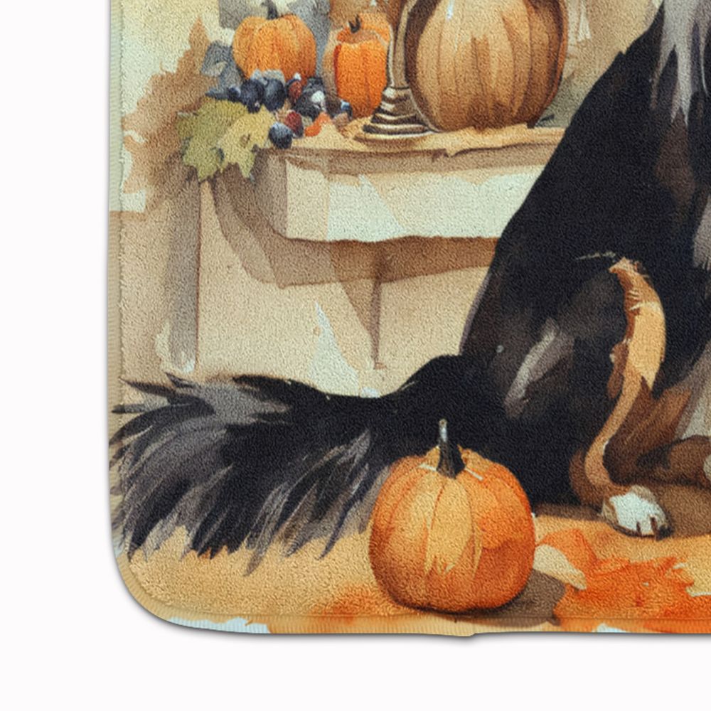 Collie and Fall Pumpkins Cushioned Kitchen Mat