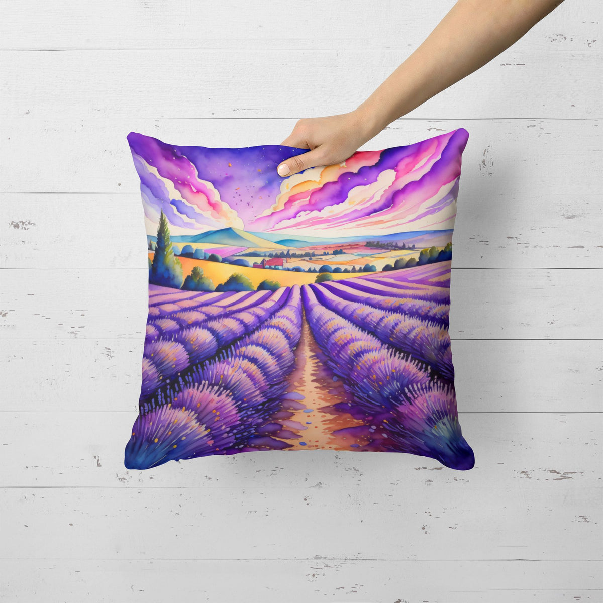 Colorful English Lavender Indoor-Outdoor Throw Pillow