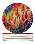Colorful Gladiolus Large Sandstone Coasters - Pack of 4 Absorbent Round Coasters