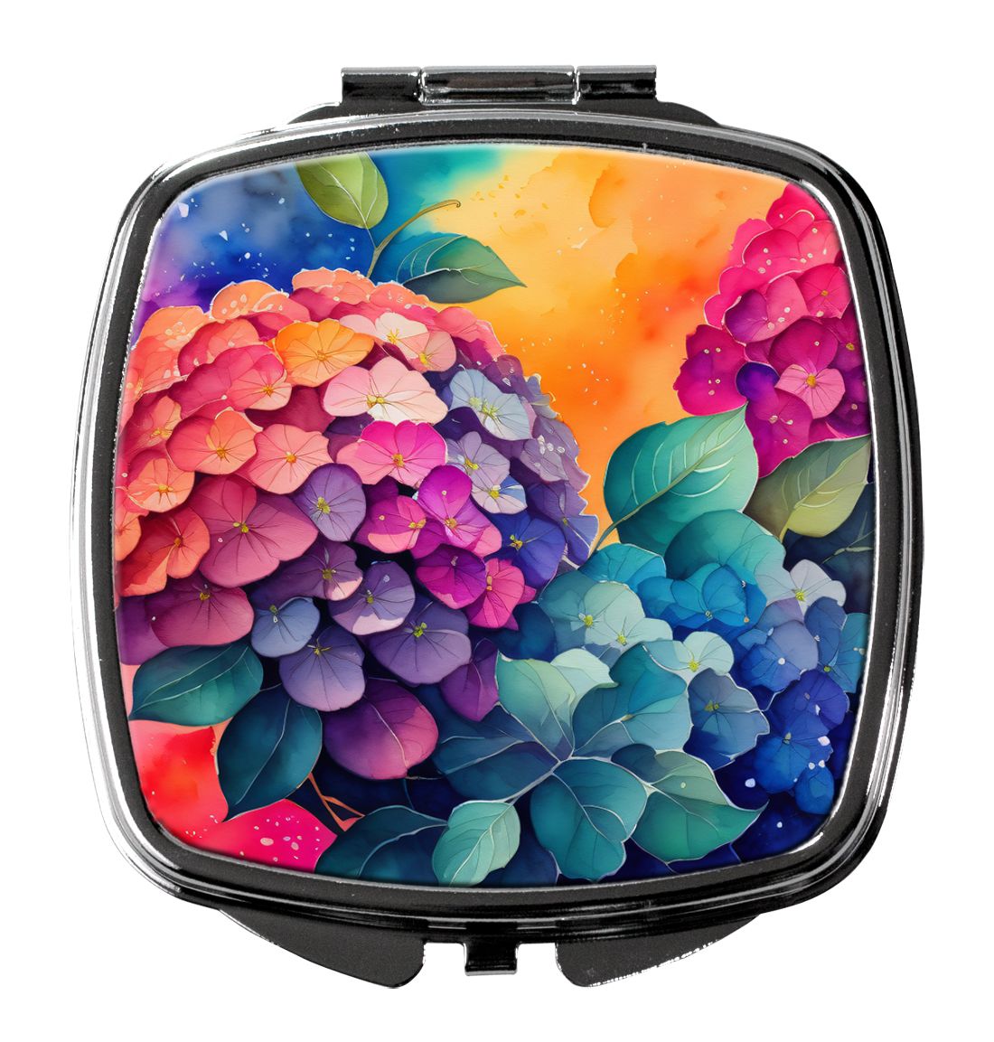 Colorful Hydrangeas Compact Mirror Decorative Travel Makeup Mirror for Women Girls Gifts Pocket Make