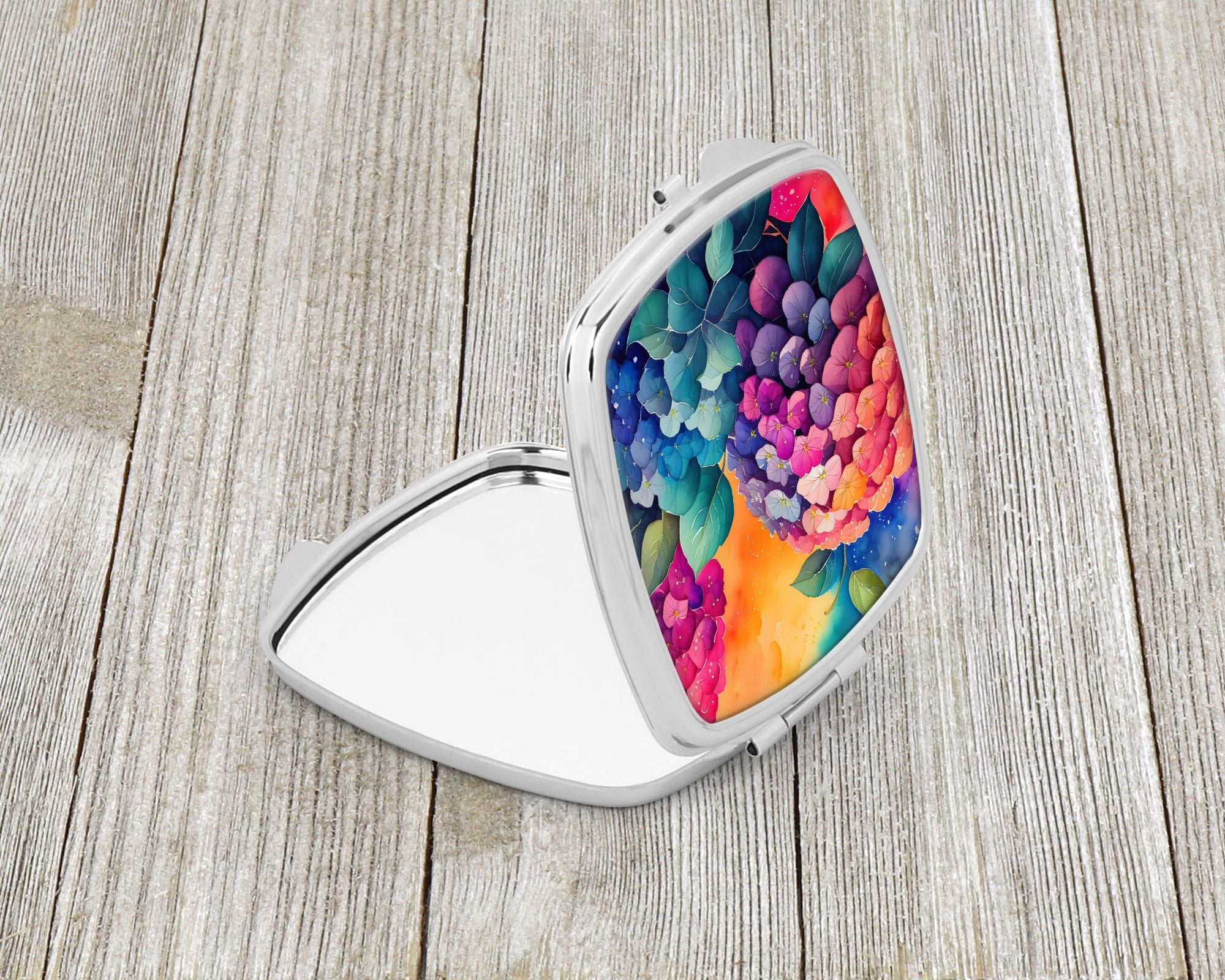 Colorful Hydrangeas Compact Mirror Decorative Travel Makeup Mirror for Women Girls Gifts Pocket Make