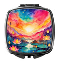 Colorful Lotus Folding Compact Mirror