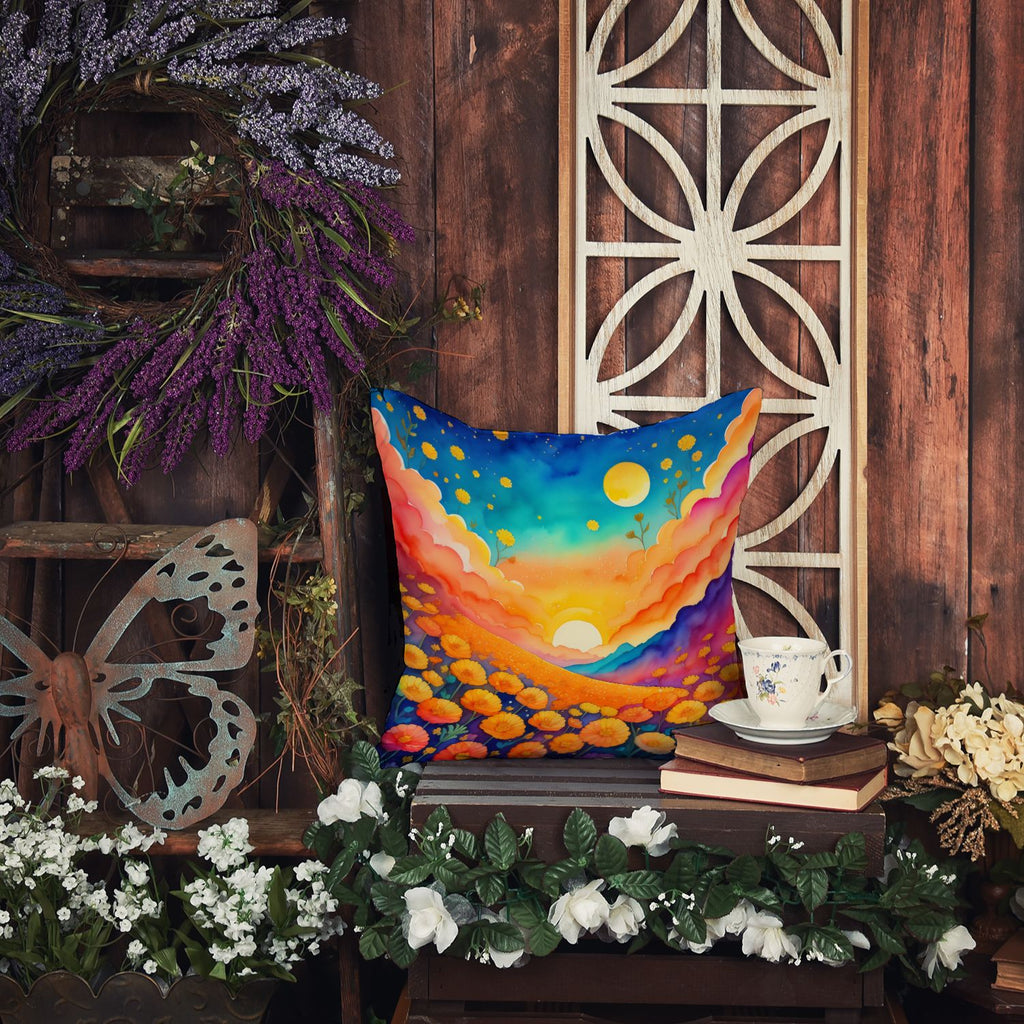 Colorful Marigolds Indoor-Outdoor Throw Pillow