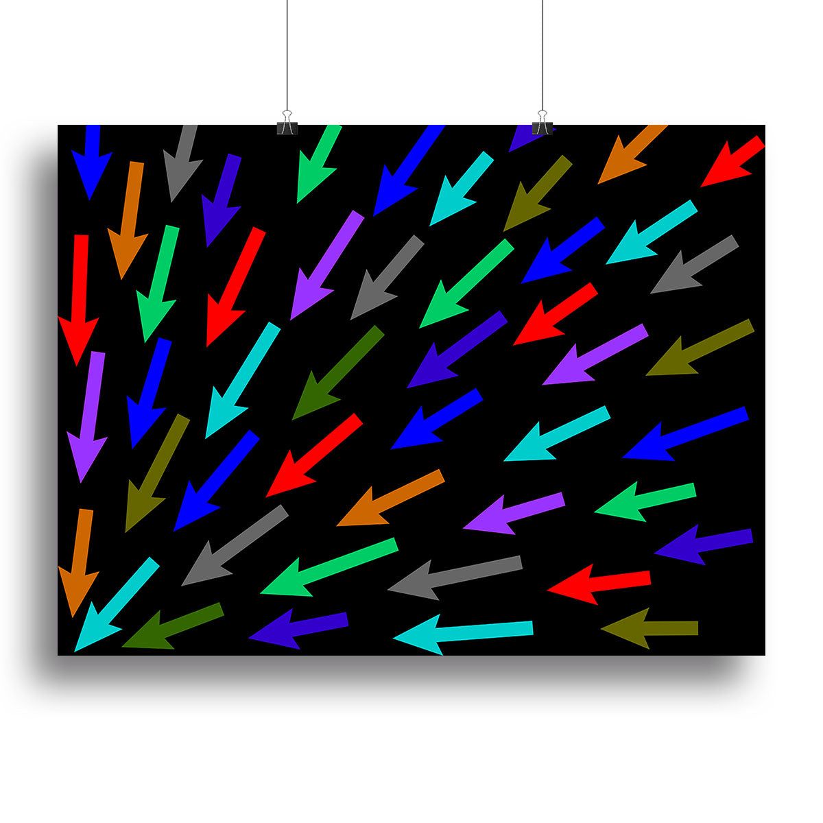 Colourful Arrows on Black Abstract Wall Art