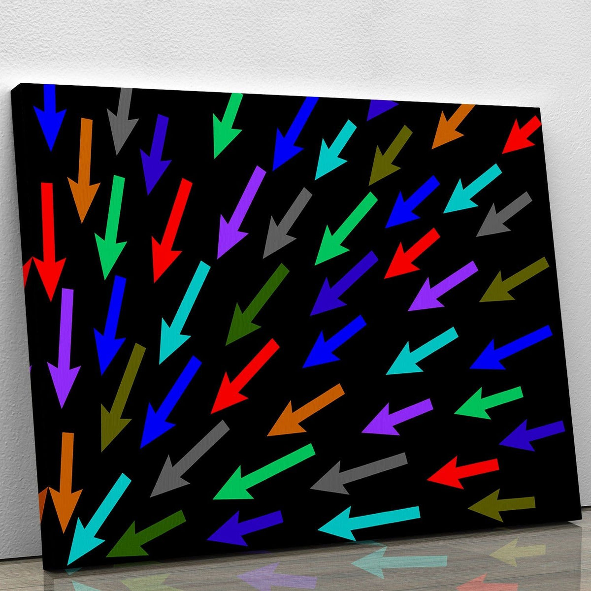 Colourful Arrows on Black Abstract Wall Art