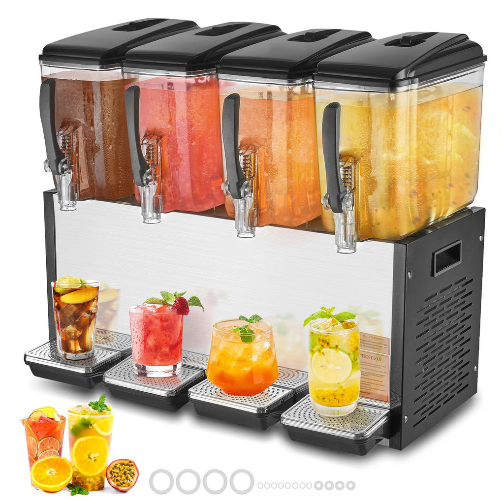 Four-Tank Commercial Chilled Beverage Dispenser with Stirring