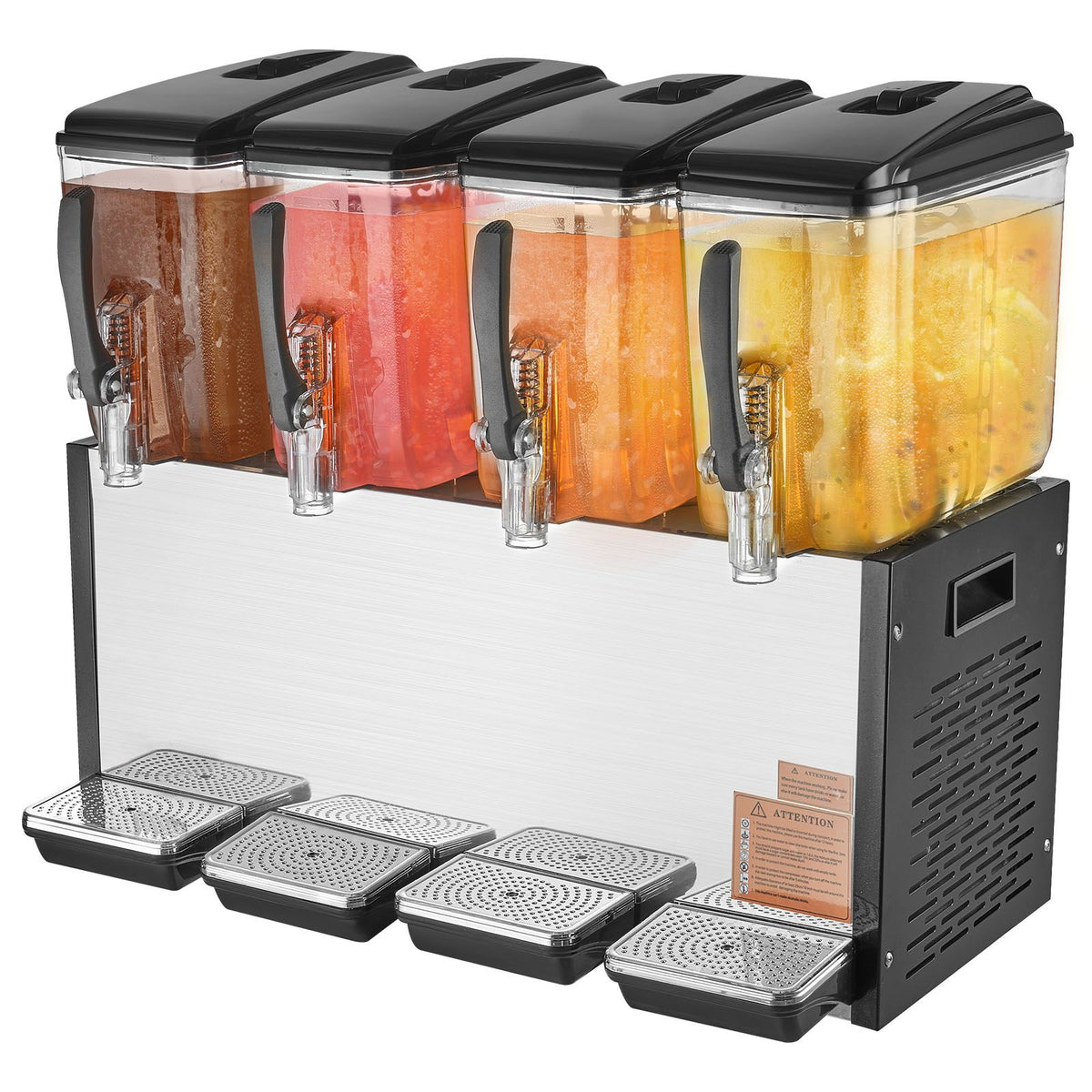 Four-Tank Commercial Chilled Beverage Dispenser with Stirring