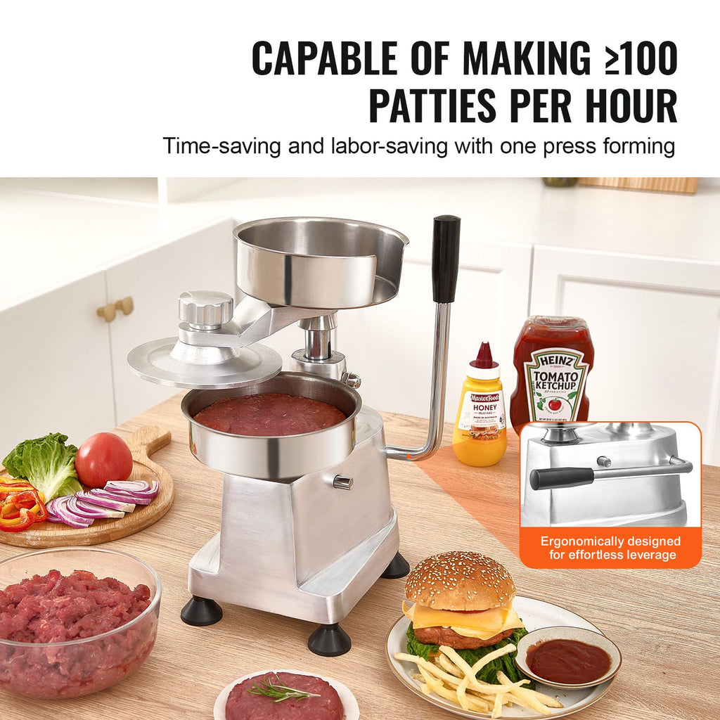 Commercial Burger Patty Maker with 3 Interchangeable Molds (4/5/6 )