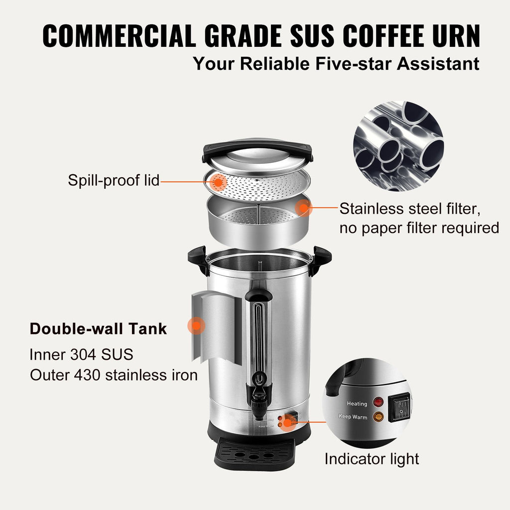 Commercial Coffee Urn with Dual-Mode Dispensing