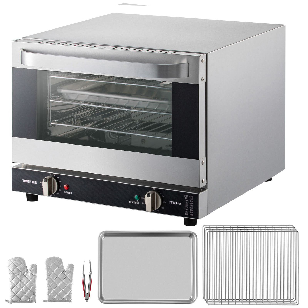 Commercial Convection Oven - 21L Countertop Electric Baking Oven with 1440W, 3-Tier, Front Glass Door