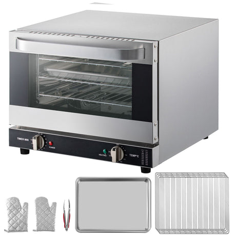Commercial Convection Oven - 21L Countertop Electric Baking Oven with 1440W, 3-Tier, Front Glass Door