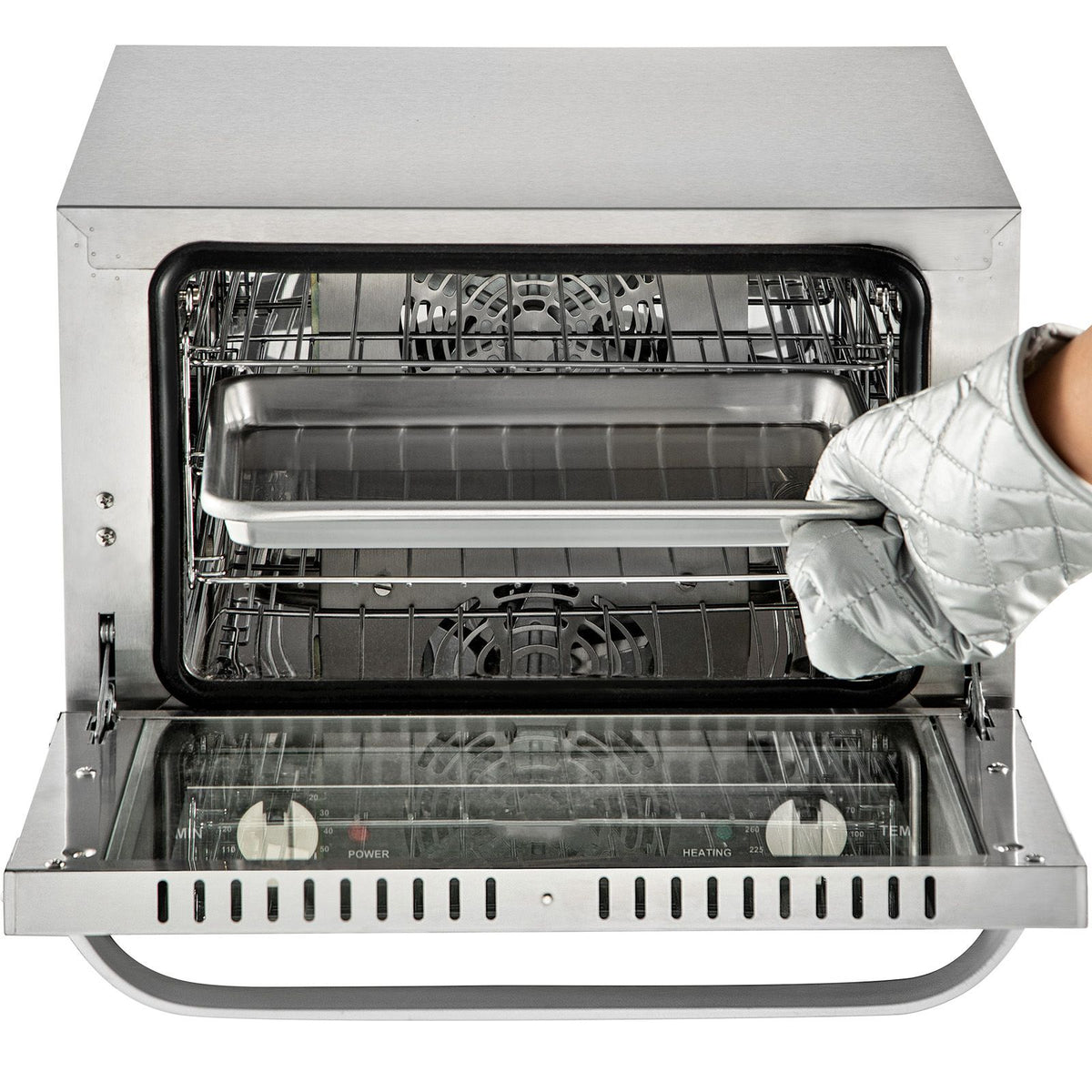 Commercial Convection Oven - 21L Countertop Electric Baking Oven with 1440W, 3-Tier, Front Glass Door