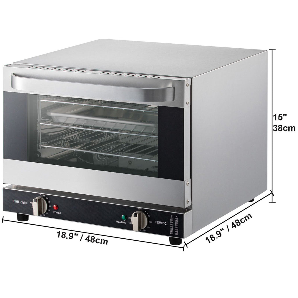 Commercial Convection Oven - 21L Countertop Electric Baking Oven with 1440W, 3-Tier, Front Glass Door